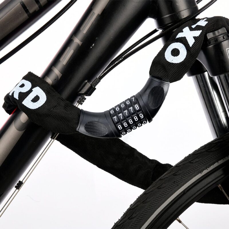 Chain lock wrapped around bike frame