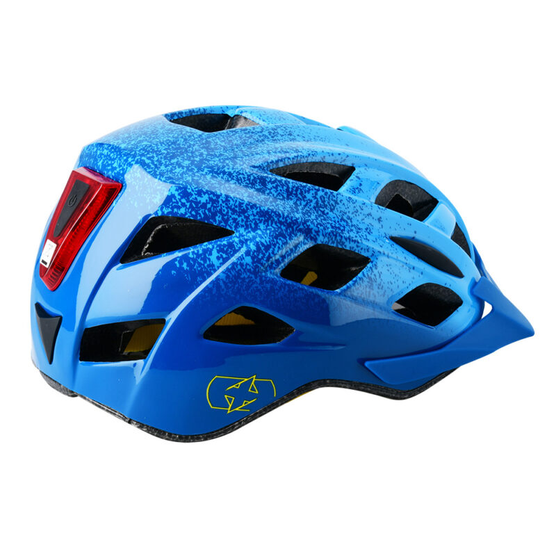 Rear of bike helmet featuring a built-in LED light