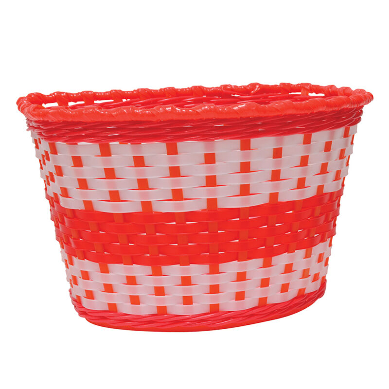 Plastic woven basket - red