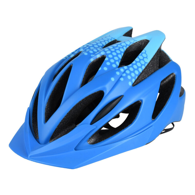Blue mountain bike helmet