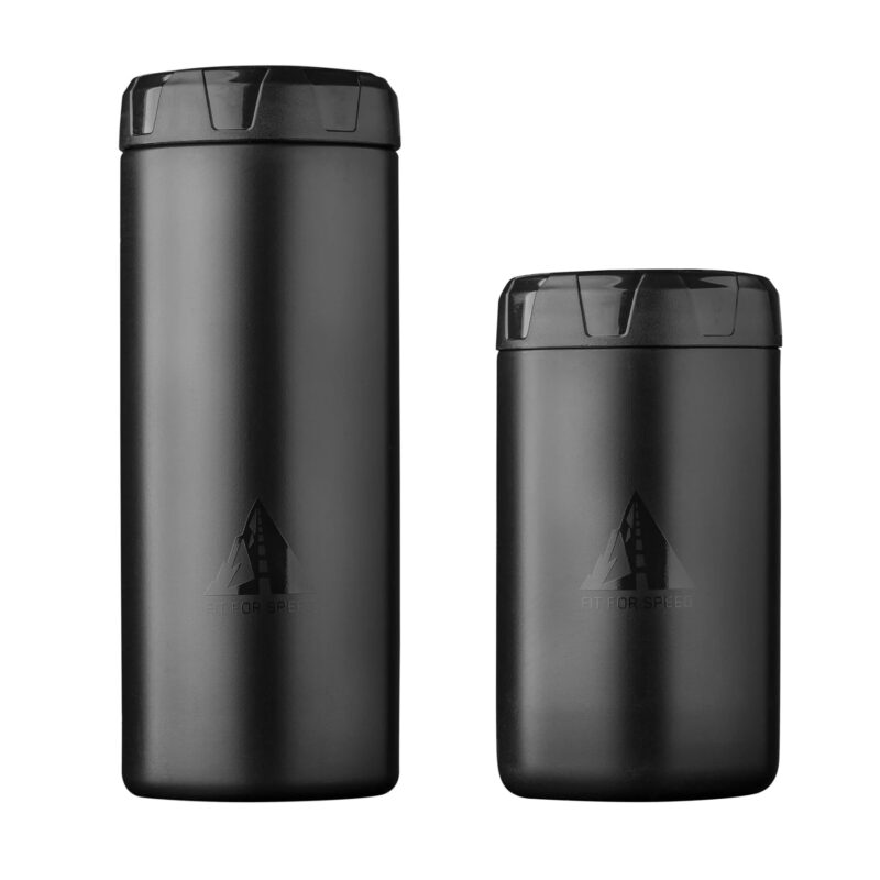 Black bottles in small and large sizes