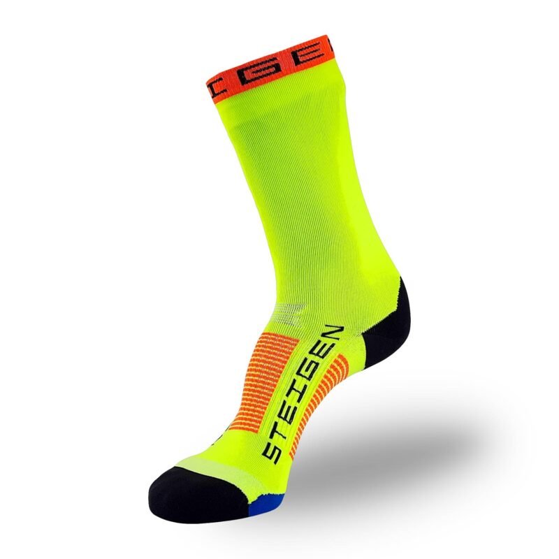 Fluro Yellow Running Socks 3/4 Length